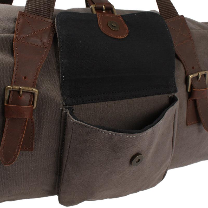 Leconi großer Weekender Reisetasche Sporttasche Damen Herren Leder Canvas grau LE2019 Zeitbegrenzte Promotion