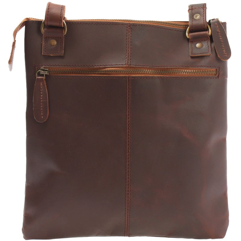 Leconi Umhängetasche Schultertasche Damen Herren Used Look Leder braun LE3011 Bis zu 65% Rabatt