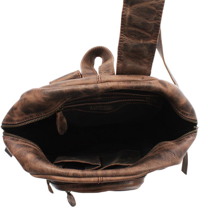 Leconi Rucksack Lederrucksack Freizeitrucksack Damen Herren Leder schlamm LE1017 Nur für heute