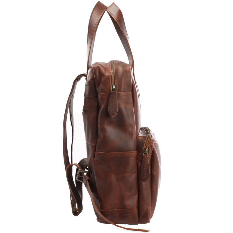 Leconi Lederrucksack Freizeitrucksack Damen Herren DIN A4 Leder braun LE1019 Vierteljährliche Förderung