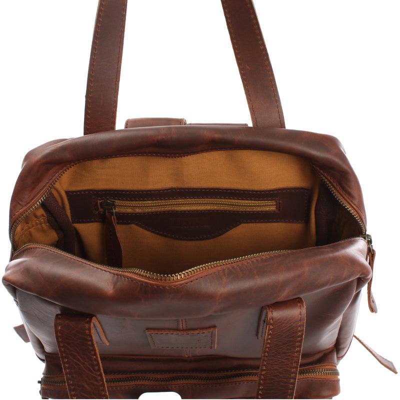 Leconi Lederrucksack Freizeitrucksack Damen Herren DIN A4 Leder braun LE1019 Vierteljährliche Förderung