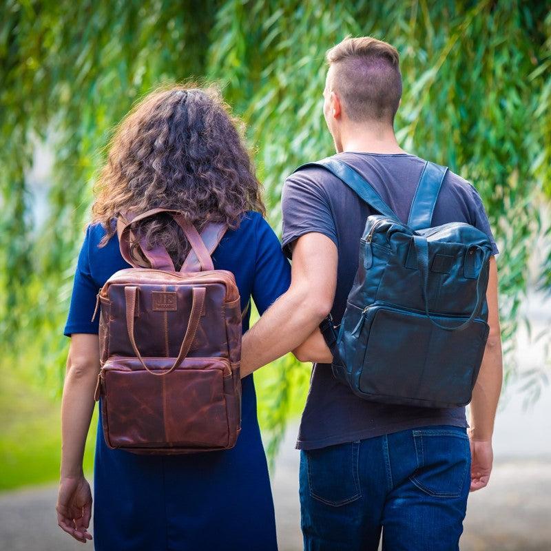 Leconi großer Rucksack Lederrucksack Freizeitrucksack Damen Herren Leder braun LE1020 Bis zu 55% Rabatt