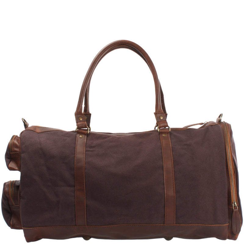Leconi Reisetasche Weekender Sporttasche Damen Herren Leder Canvas mokka LE2017 Nur noch ein Tag übrig