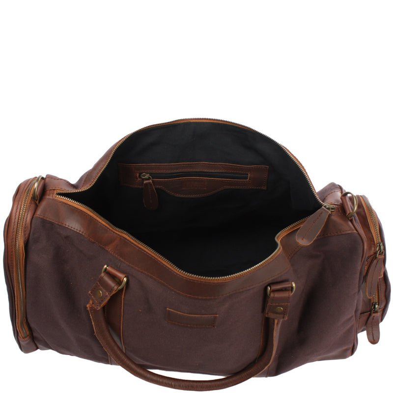 Leconi Reisetasche Weekender Sporttasche Damen Herren Leder Canvas mokka LE2017 Nur noch ein Tag übrig