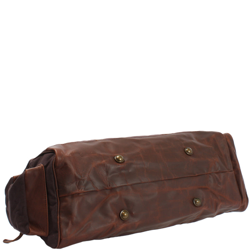 Leconi Reisetasche Weekender Sporttasche Damen Herren Leder Canvas mokka LE2017 Nur noch ein Tag übrig