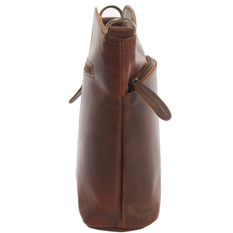 Leconi kleine Umhängetasche Schultertasche Freizeittasche Leder braun LE3049 Super Rabatt