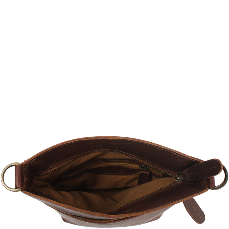 Leconi kleine Umhängetasche Schultertasche Freizeittasche Leder braun LE3049 Super Rabatt