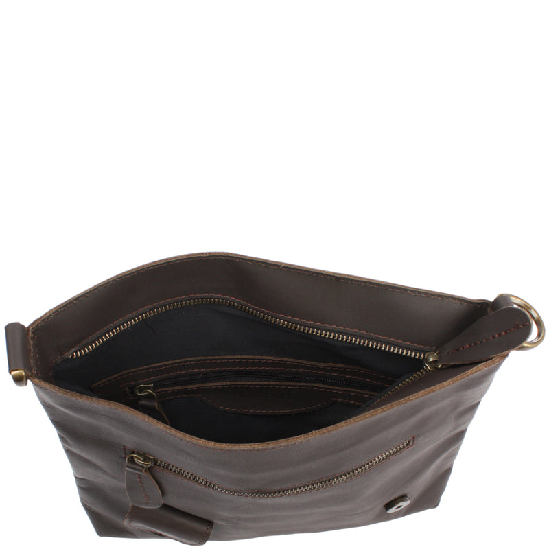 Leconi Umhängetasche Ledertasche Schultertasche Leder dunkelbraun LE3027 Riesige Rabatte