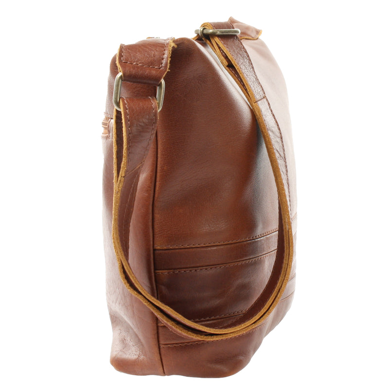 Leconi Umhängetasche Beuteltasche Ledertasche Damentasche Leder braun LE0064 50% Rabatt mit kostenlosem Versand