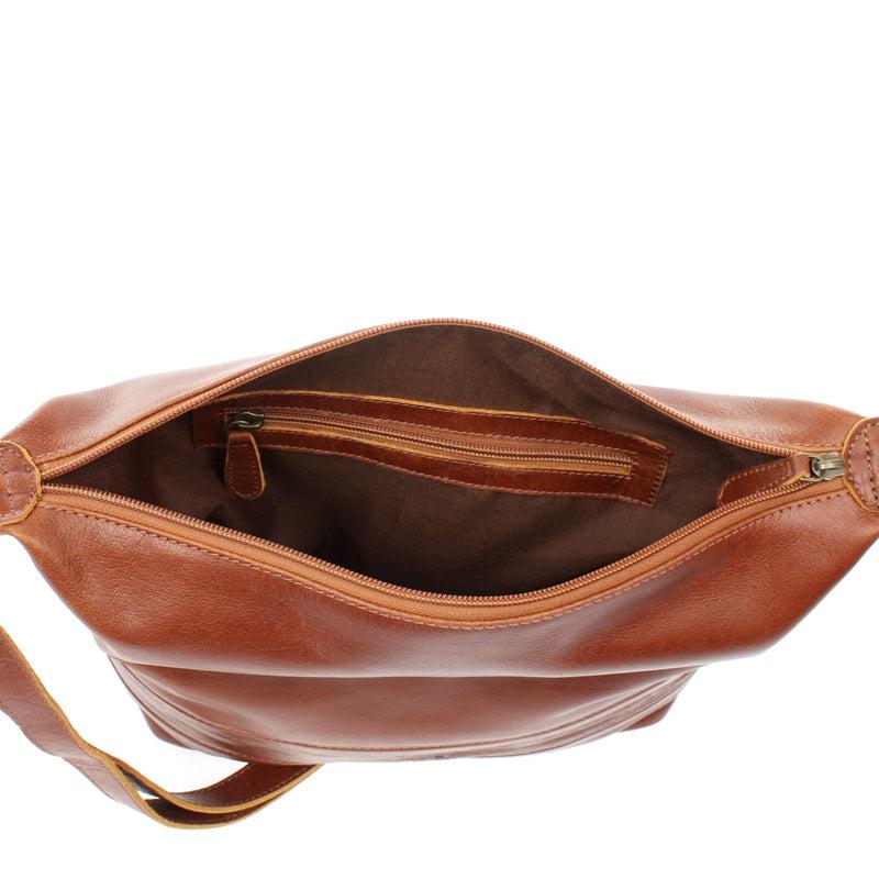 Leconi Umhängetasche Beuteltasche Ledertasche Damentasche Leder braun LE0064 50% Rabatt mit kostenlosem Versand