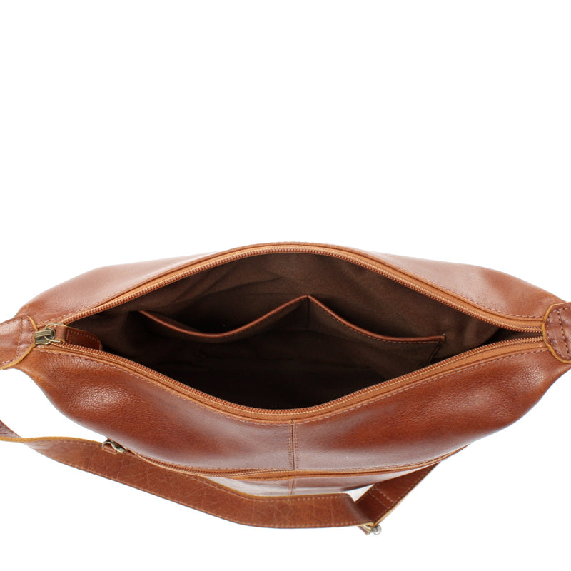 Leconi Umhängetasche Beuteltasche Ledertasche Damentasche Leder braun LE0064 50% Rabatt mit kostenlosem Versand