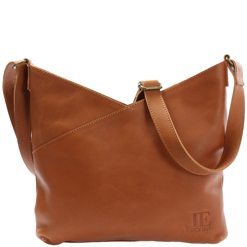 Leconi Umhängetasche Damentasche Schultertasche Leder cognac LE0065 Clearance-Verkauf