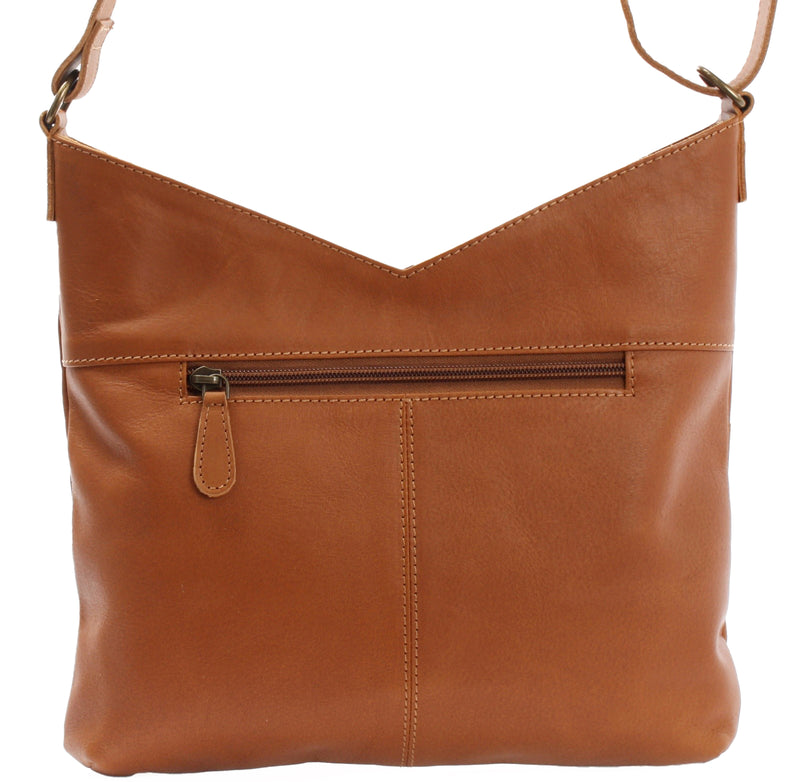 Leconi Umhängetasche Damentasche Schultertasche Leder cognac LE0065 Clearance-Verkauf
