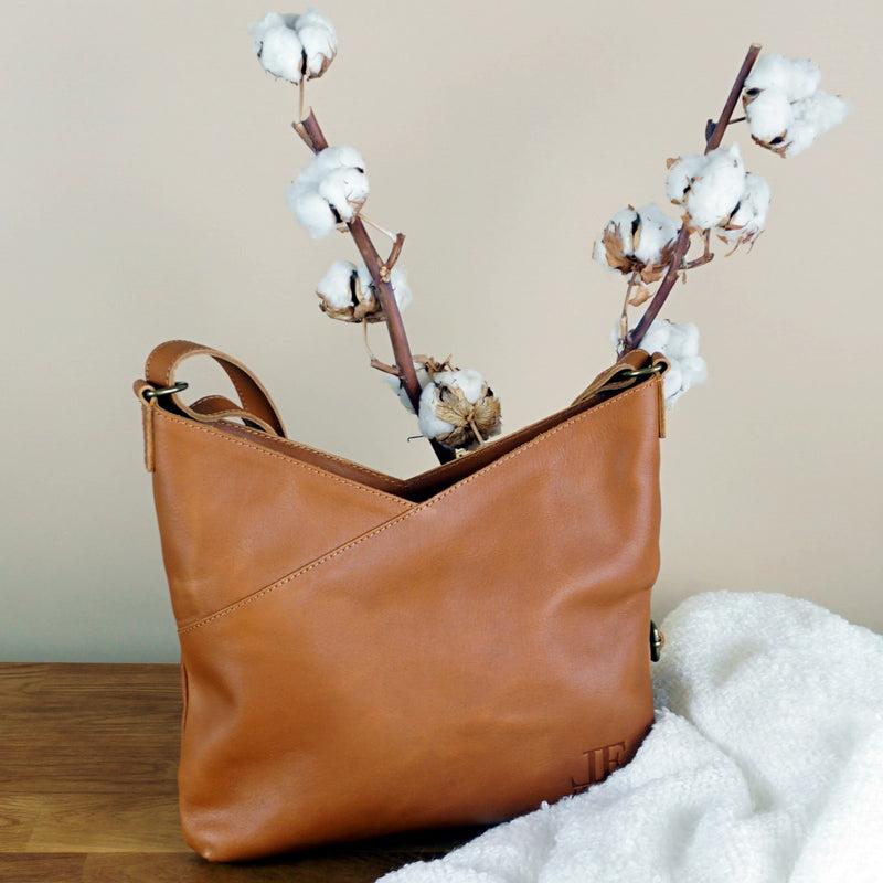 Leconi Umhängetasche Damentasche Schultertasche Leder cognac LE0065 Clearance-Verkauf