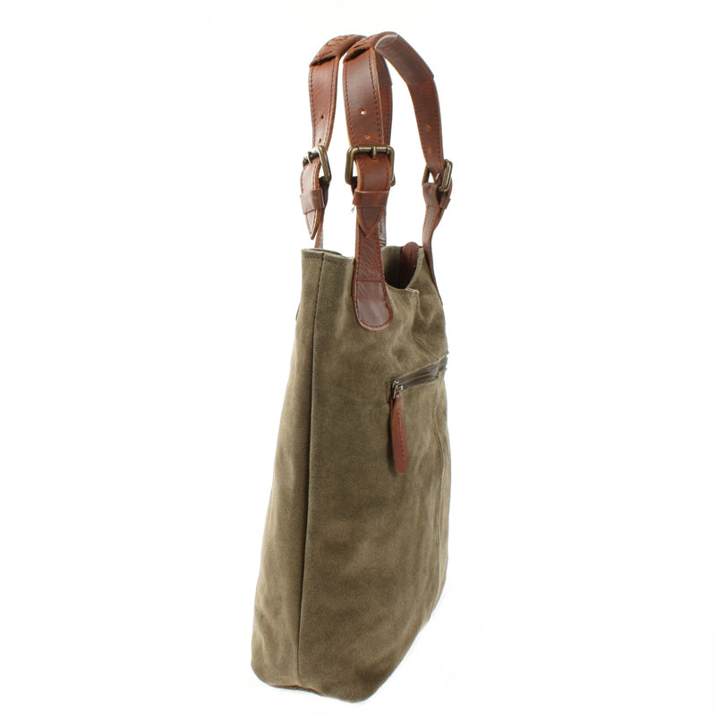 Leconi Henkeltasche Damentasche Veloursleder Leder grün LE0033 Kostenloser Versand international
