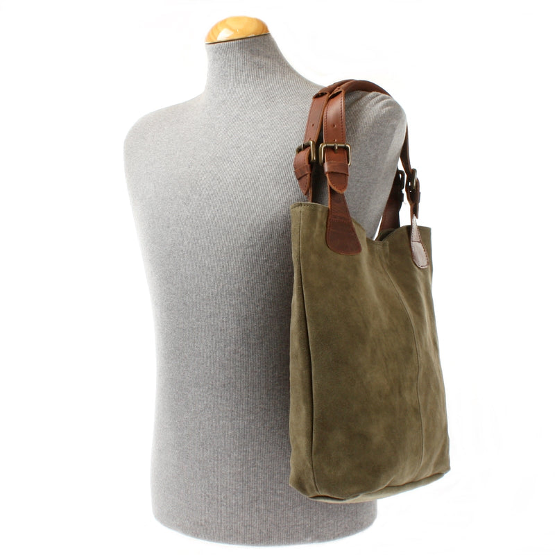 Leconi Henkeltasche Damentasche Veloursleder Leder grün LE0033 Kostenloser Versand international