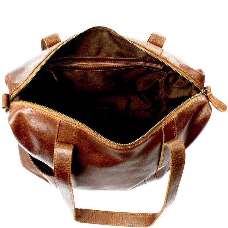 Leconi Shopper Schultertasche Henkeltasche Damen Handtasche Leder braun LE0061 Fabrikladen