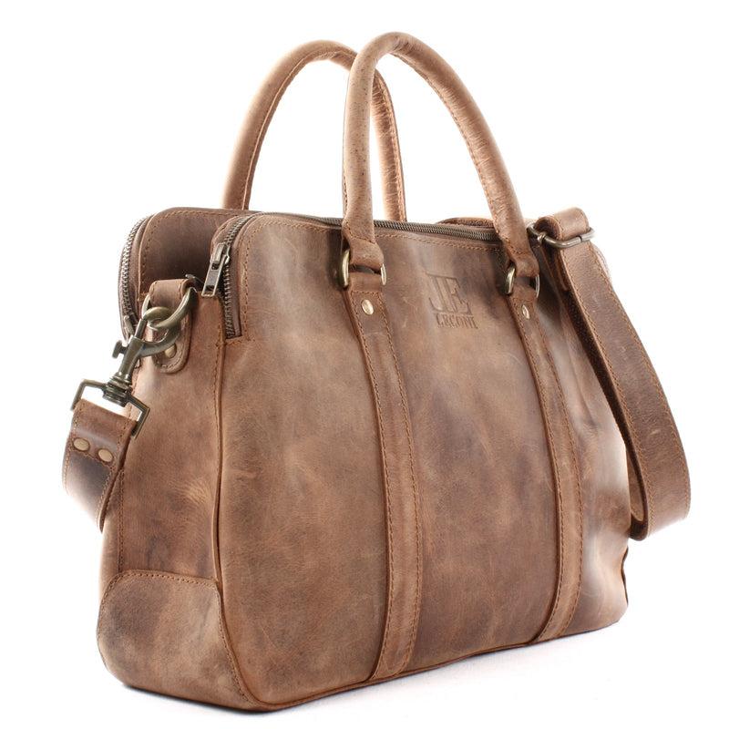 Leconi Umhängetasche Schultertasche Henkeltasche Damentasche Aktentasche Buisnesstasche Leder braun LE3065 Begrenzt auf 3 Tage