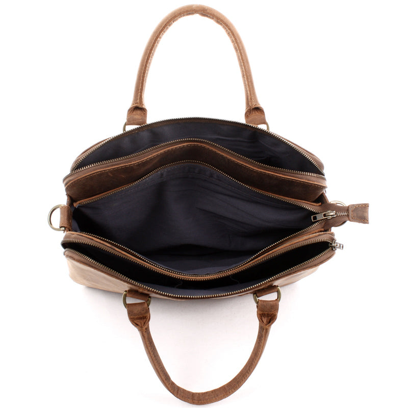 Leconi Umhängetasche Schultertasche Henkeltasche Damentasche Aktentasche Buisnesstasche Leder braun LE3065 Begrenzt auf 3 Tage