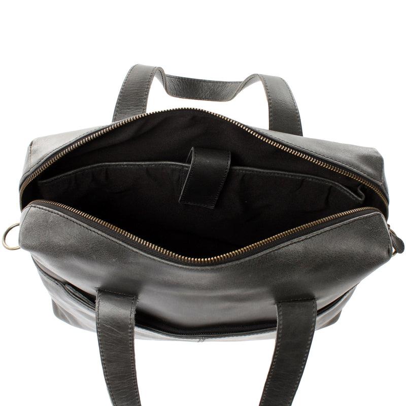 Leconi Schultertasche Henkeltasche Shopper Handtasche Damen Leder dunkelgrau LE0059 Speichern exportieren