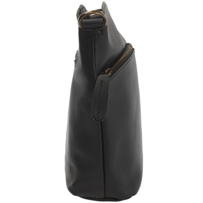 Leconi kleine Umhängetasche Schultertasche Freizeittasche Leder schwarz LE3049 Im Verkauf