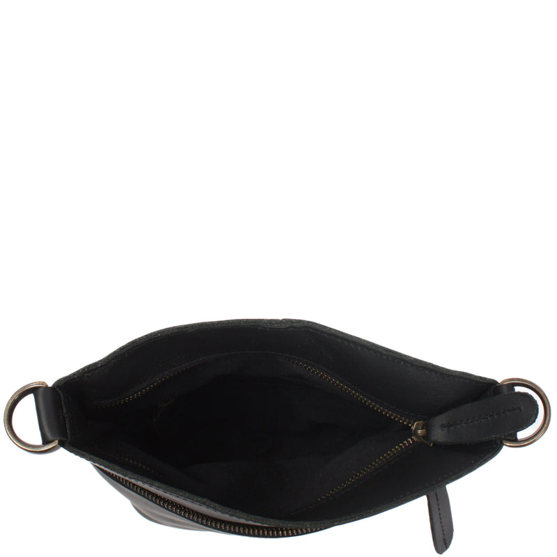 Leconi kleine Umhängetasche Schultertasche Freizeittasche Leder schwarz LE3049 Im Verkauf
