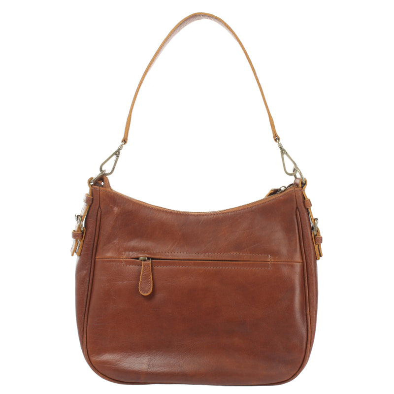 Leconi Schultertasche Henkeltasche Damentasche Leder braun LE0063 zollfrei