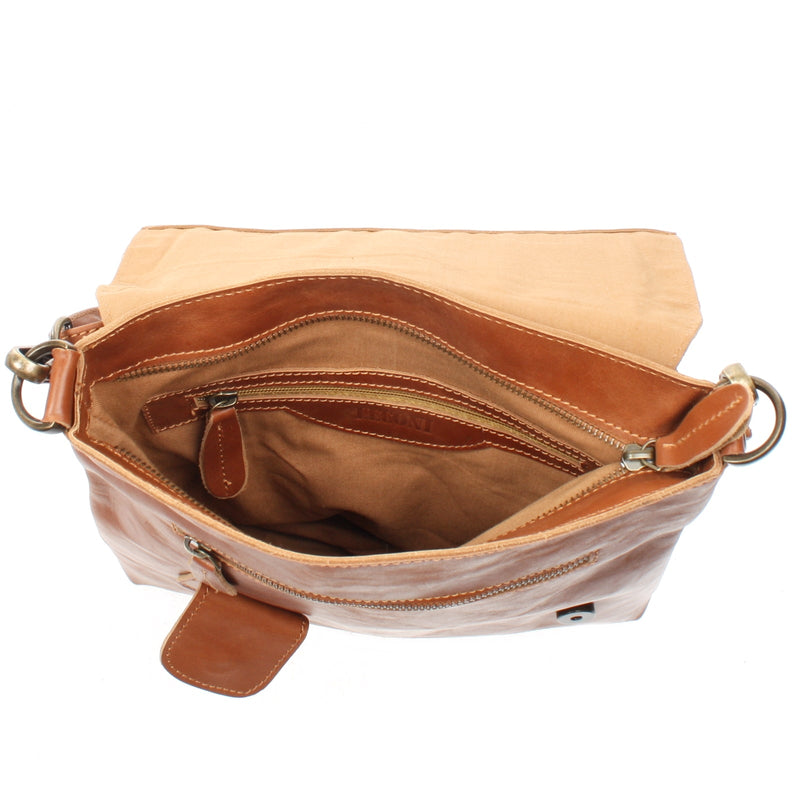 Leconi Umhängetasche Ledertasche Damen Schultertasche Leder cognac LE3027 Rabatte dieses Monats