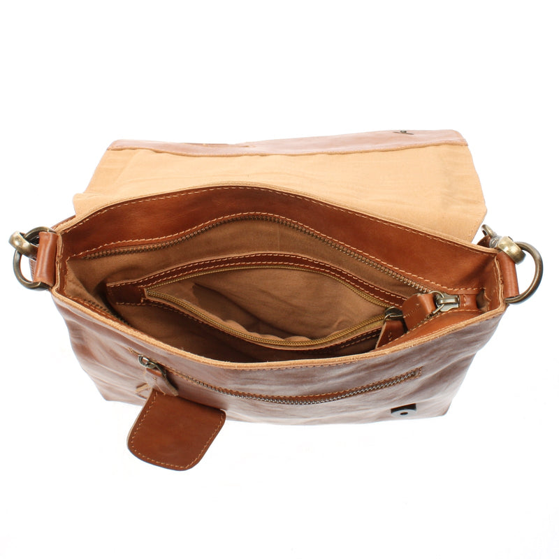 Leconi Umhängetasche Ledertasche Damen Schultertasche Leder cognac LE3027 Rabatte dieses Monats
