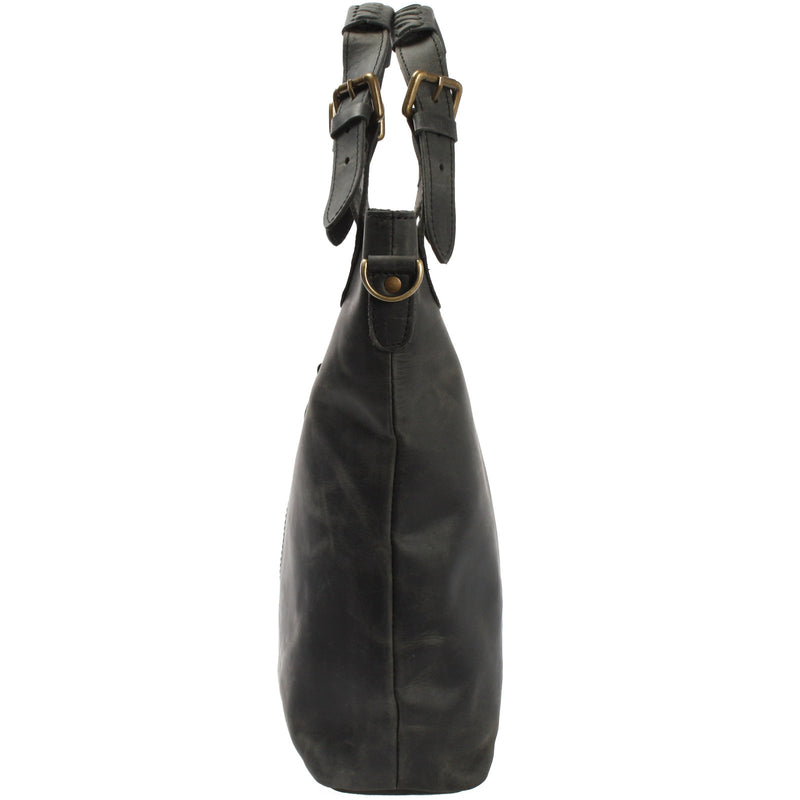 Leconi Umhängetasche Schultertasche Henkeltasche Damentasche Leder grau LE0054 Online