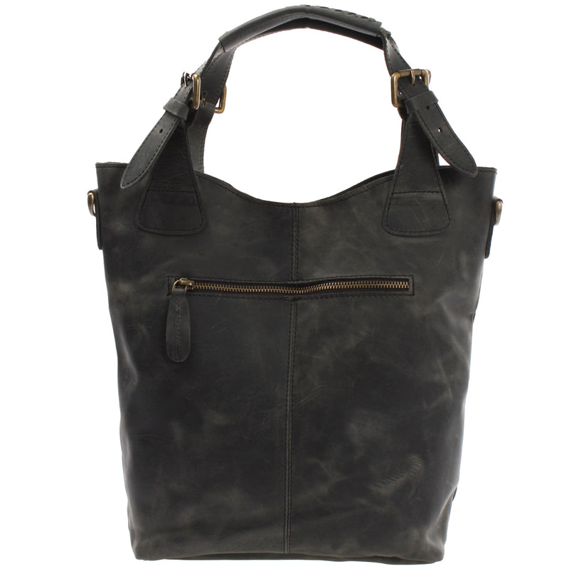 Leconi Umhängetasche Schultertasche Henkeltasche Damentasche Leder grau LE0054 Online