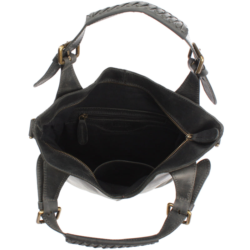 Leconi Umhängetasche Schultertasche Henkeltasche Damentasche Leder grau LE0054 Online