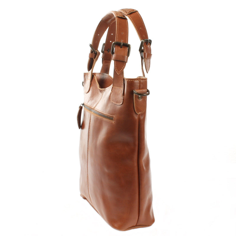 Leconi Umhängetasche Schultertasche Henkeltasche Damentasche Leder cognac LE0054 Auslauf
