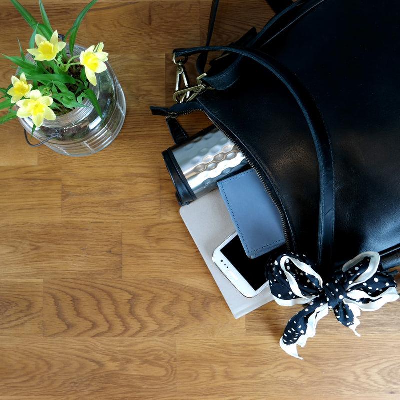 Leconi Schultertasche Handtasche Damentasche Leder schwarz LE0063 Verkauf