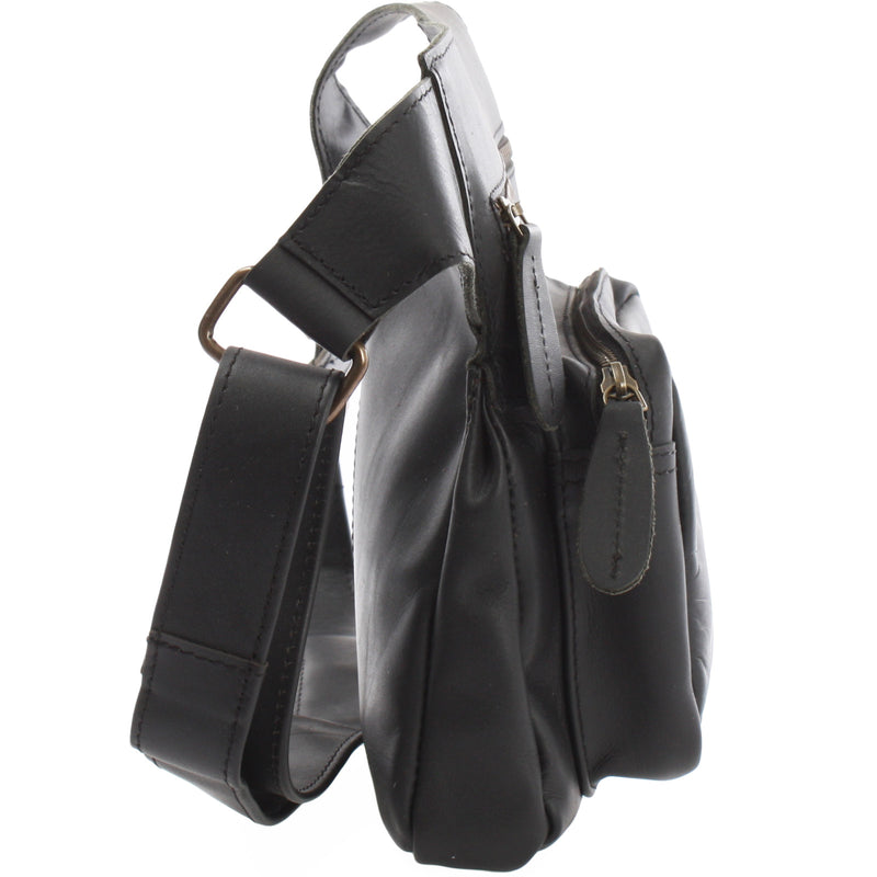 Leconi Umhängetasche Schultertasche Crossbag Damen Herren Leder schwarz LE3015 Hotsell