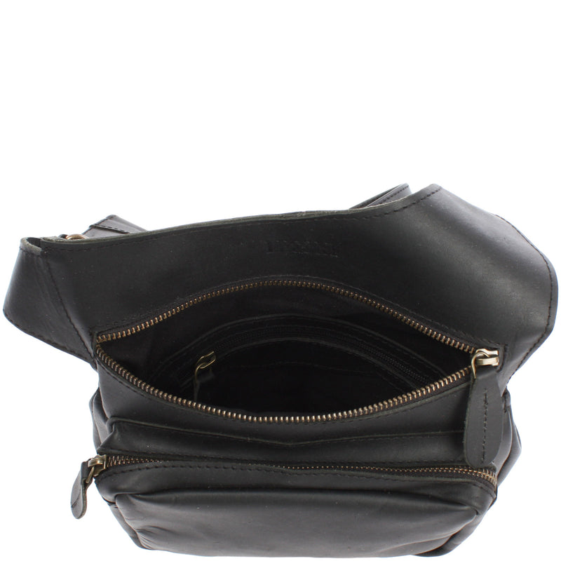 Leconi Umhängetasche Schultertasche Crossbag Damen Herren Leder schwarz LE3015 Hotsell