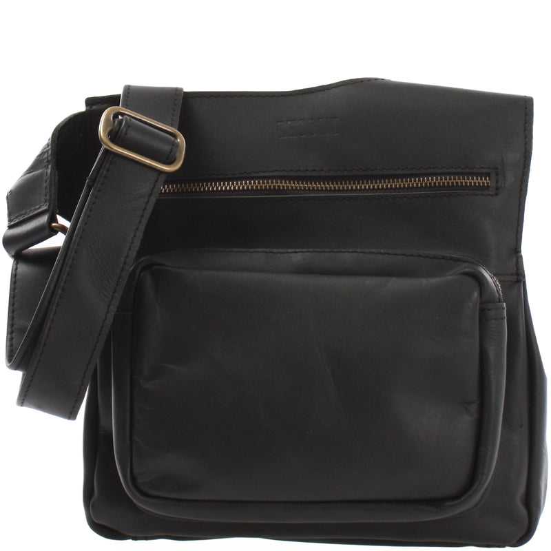 Leconi Umhängetasche Schultertasche Crossbag Damen Herren Leder schwarz LE3015 Hotsell