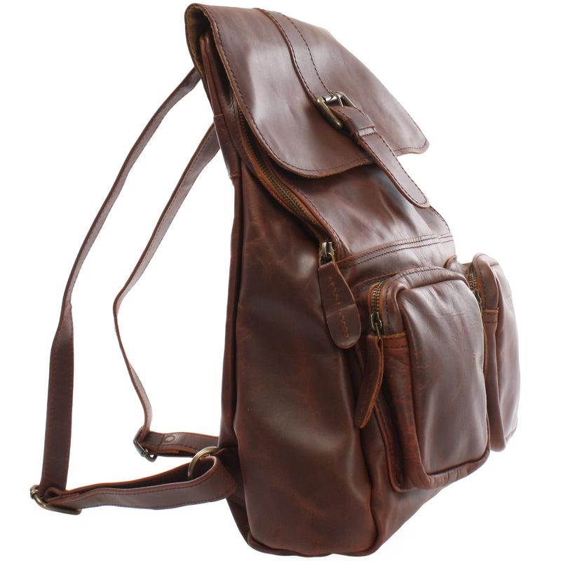 Leconi Rucksack Freizeitrucksack vintage Lederrucksack Damen Herren Leder braun LE1008 im Angebot