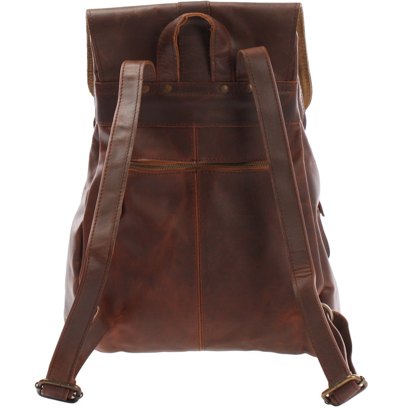 Leconi Rucksack Freizeitrucksack vintage Lederrucksack Damen Herren Leder braun LE1008 im Angebot