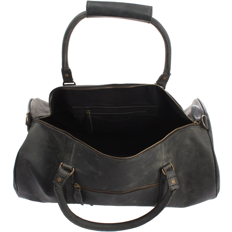Leconi Weekender Reisetasche Sporttasche vintage Leder grau LE2004 Schlussverkauf