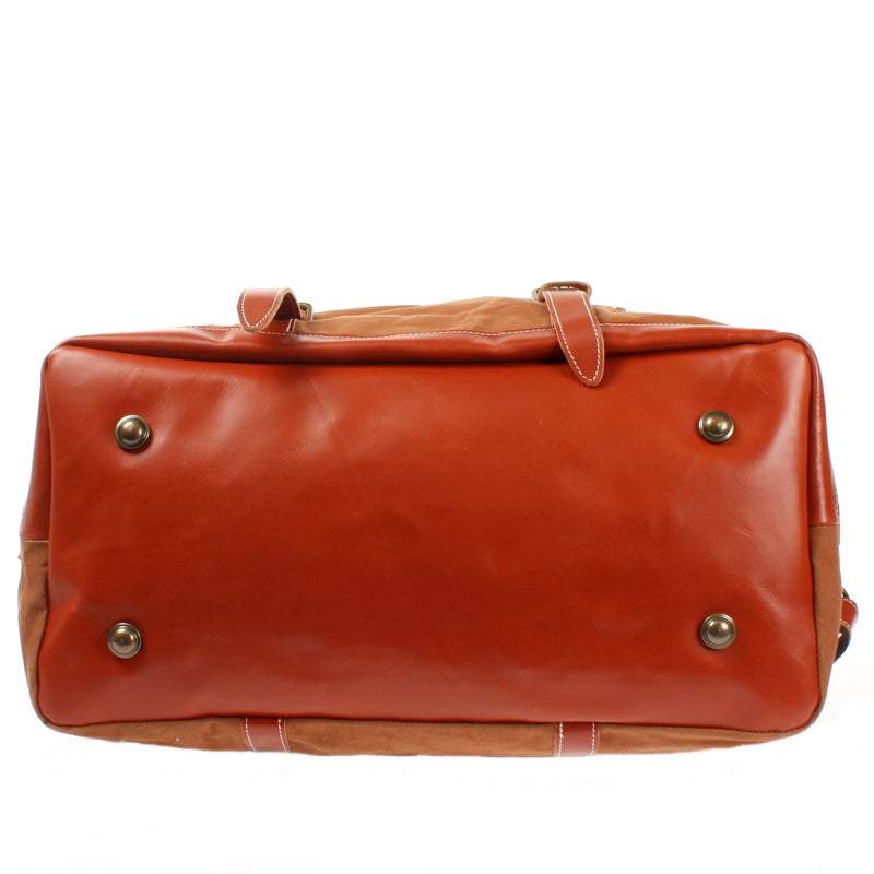 Leconi Reisetasche Weekender Handgepäck Leder Canvas cognac LE2010 Fabrikverkauf