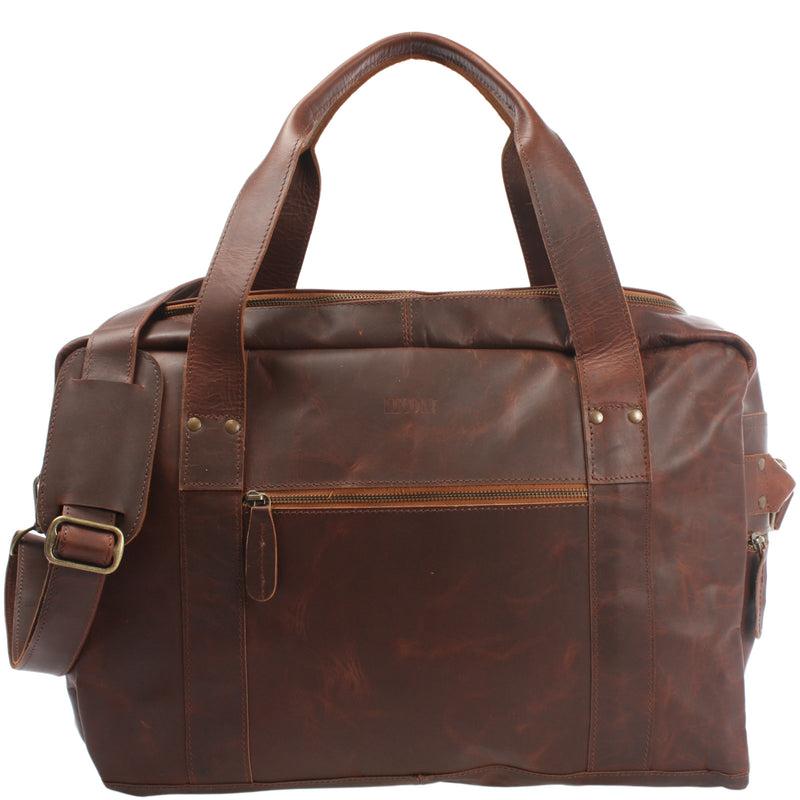 Leconi Weekender Sporttasche Reisetasche Ledertasche Damen Herren Leder braun LE2014 Blitzverkäufe