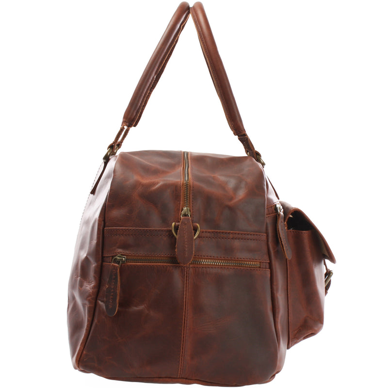 Leconi kleine Reisetasche Handgepäck Weekender Leder braun LE2023 Kostenloser Versand