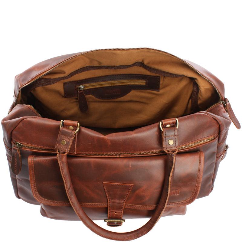 Leconi kleine Reisetasche Handgepäck Weekender Leder braun LE2023 Kostenloser Versand
