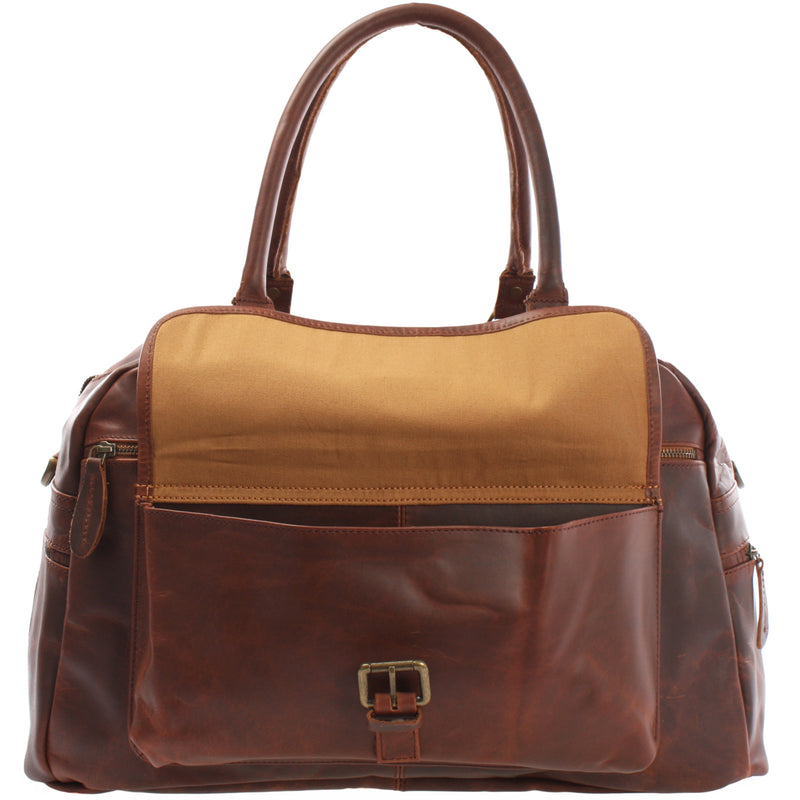 Leconi kleine Reisetasche Handgepäck Weekender Leder braun LE2023 Kostenloser Versand