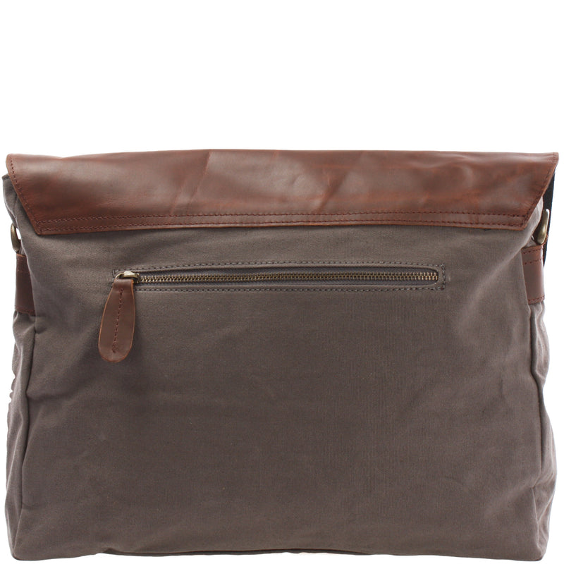 Leconi Kuriertasche Umhängetasche DIN A4 Leder Canvas grau LE3032 Limitierter Zeitrabatt