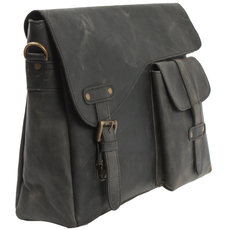 Leconi Messenger Bag Collegetasche DIN A4 Kuriertasche Leder grau LE3032 Fabrik Onlineshop