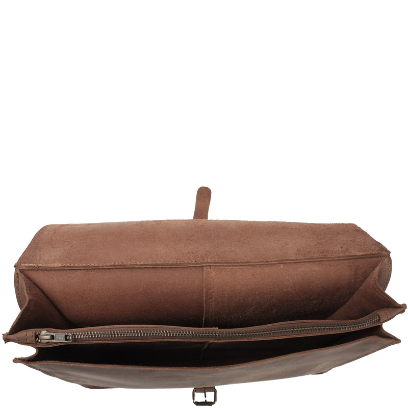 Leconi Messenger Bag Aktentasche Damen Herren Vintage Leder braun LE3020 Fabrikpreis