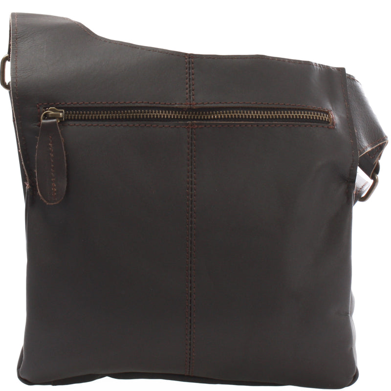 Leconi Umhängetasche Schultertasche Crossbag Damen Herren Leder dunkelbraun LE3015 Sonderangebot