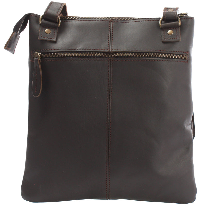 Leconi Umhängetasche Schultertasche Damen Herren Used Look Leder dunkelbraun LE3011 Rabatt